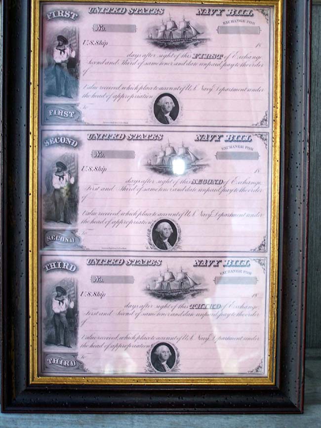 A Rare group of three Unissued U.S. NAVY Paymaster Checks circa 1858. — image 2